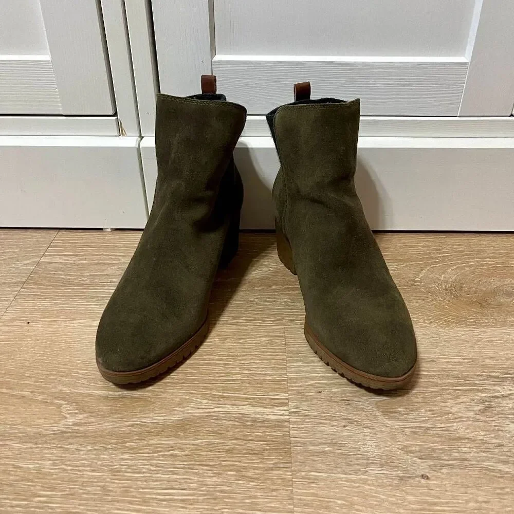 Dr. Scholls Women's Lively Olive Green Suede Boots‎ 8.5M